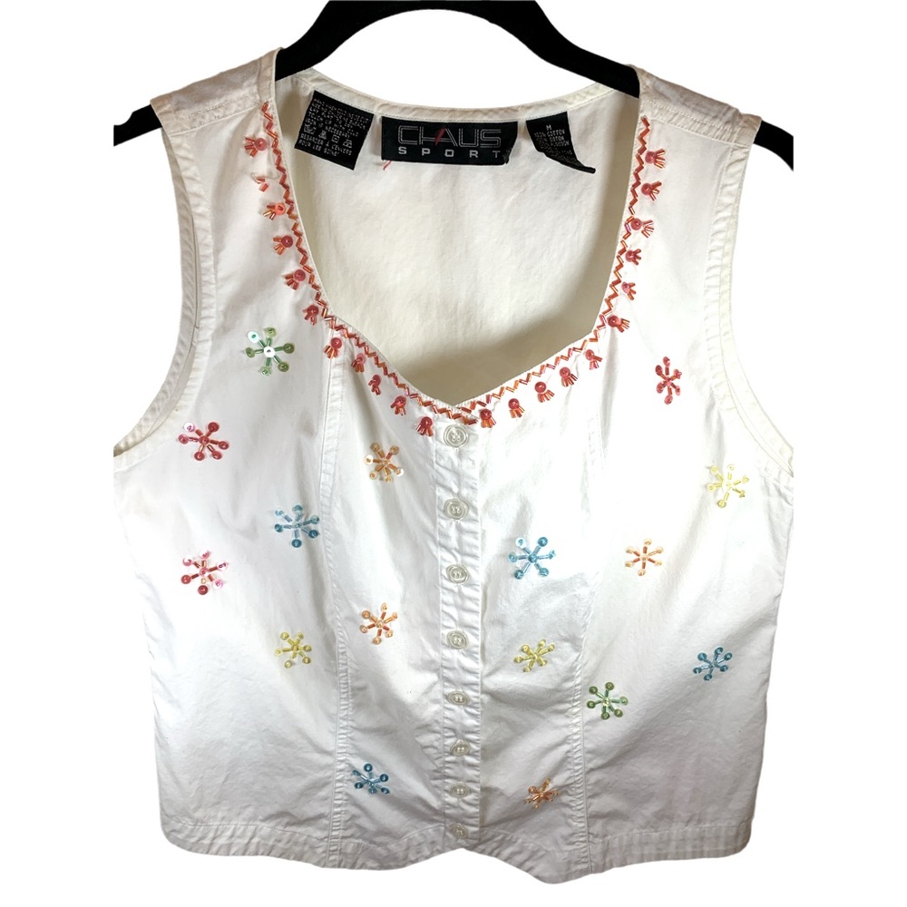 Chaus Sport Sleeveless Button Down Top - Picture 3 of 10